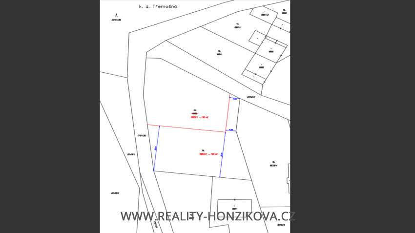 Prodej, stavební pozemek, 2x 795m2, ul. Ku staré cihelně, Třemošná