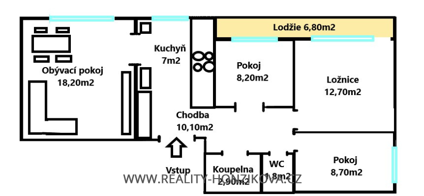 Prodej, byt 4+1+L, 76,4m2, ul. Karla Tomana, Kladno
