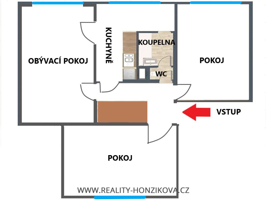 Prodej bytu 3+1, 65m², ul. Palackého, Domažlice